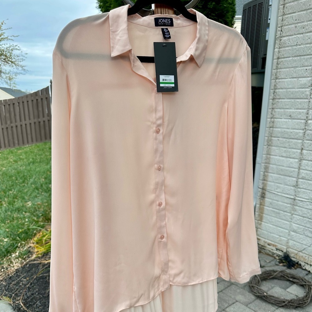 Jones New York Soft Peach Polyester Blouse